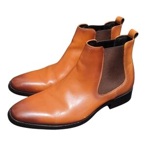 Gifennse Brown Leather Cognac Chelsea Boots Mens Size 9